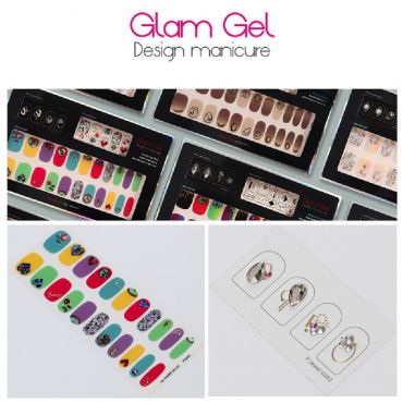 Glam Gel design manicure｜美甲貼設計款｜水滴形水鑽
