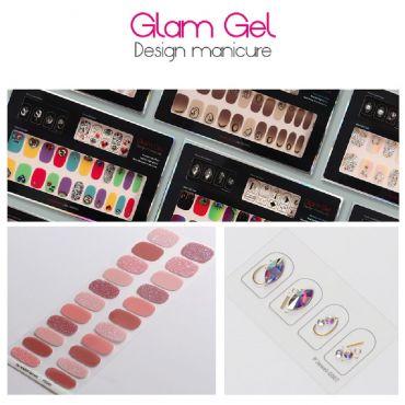 Glam Gel design manicure｜美甲貼設計款｜馬眼形水鑽