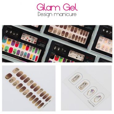 Glam Gel design manicure｜美甲貼設計款｜方形水鑽